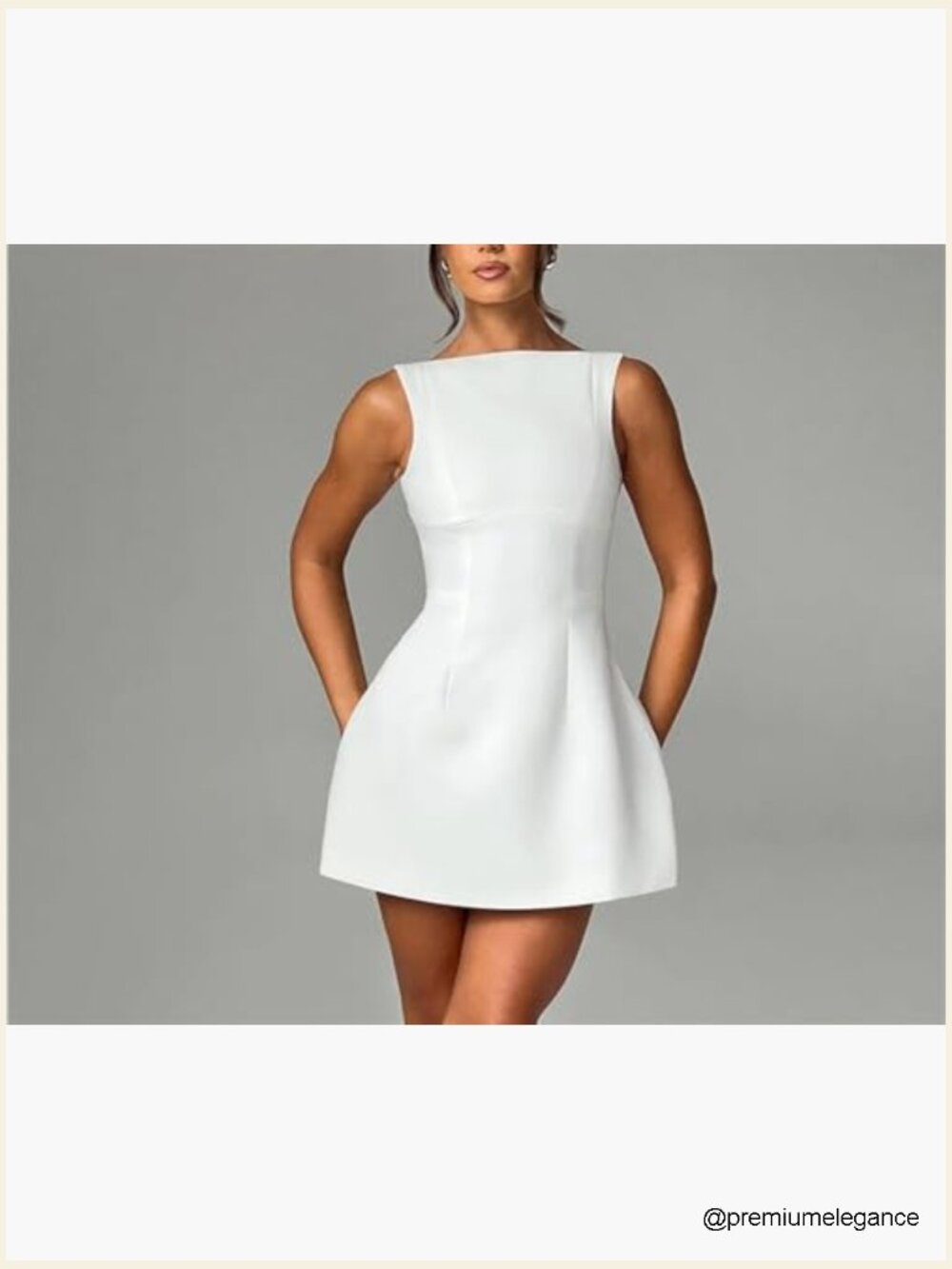 Sleeveless Boat Neck A-Line Backless Mini Dress Formal Graduation Party - Picture 5 of 7